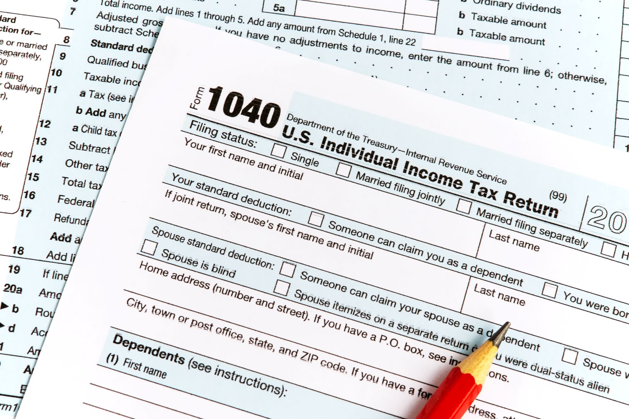 United States federal income tax return IRS 1040 documents